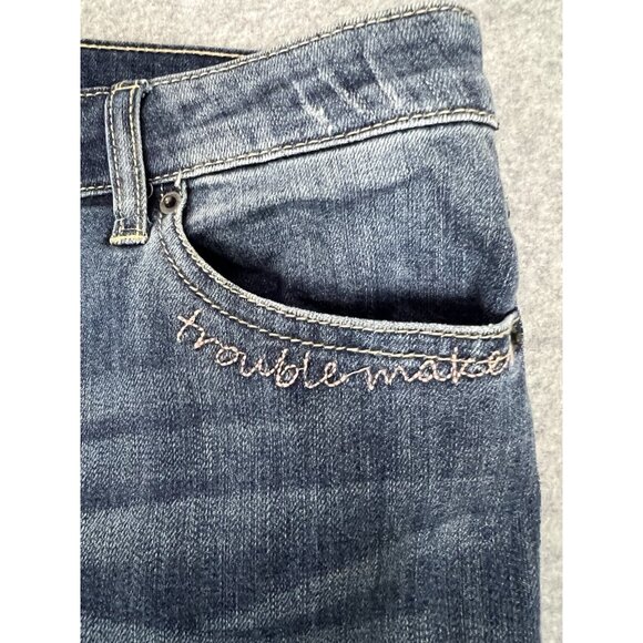 Adam Levine Skinny DENIM Jeans 17 Distressed Embroidered Lips Heart You Wish - Picture 7 of 16